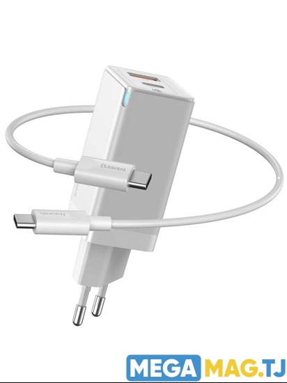 Изображение Сетевое зарядное устройство Baseus GaN Mini Quick Charger 45W Type-C и USB-A (CCGAN-Q02) White